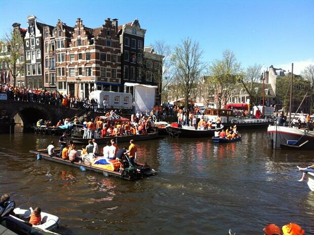 Kings Day Amsterdam by boat