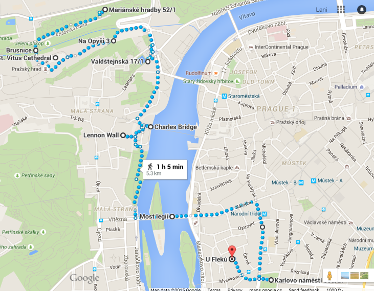 Prague tour - whole route