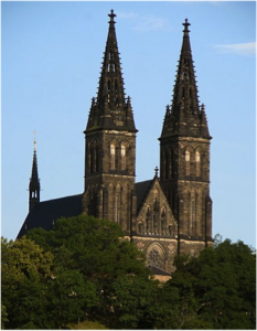 View of Vyšehrad castle in Prague