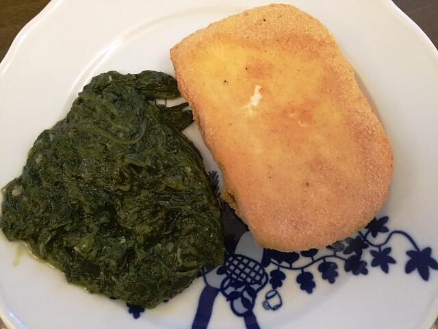 Smažený sýr (with a non-traditional side of spinach – we were craving greens!) from Lokál.