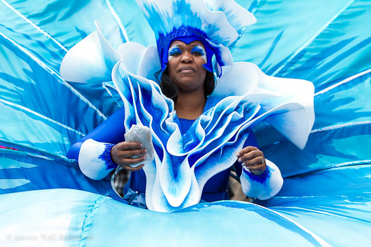 blue splash at London's Notting Hill Carnival