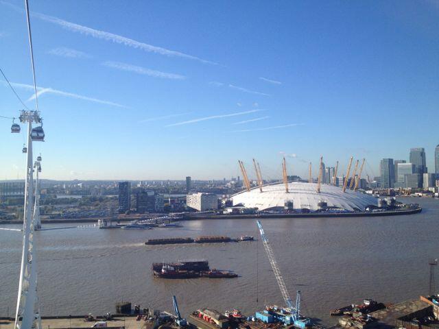View the O2 and the River Thames from the Emirates Airline, which you can also pay for with your Oyster card. Photo: Sarah Lee