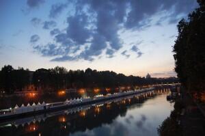 Along the Tiber.