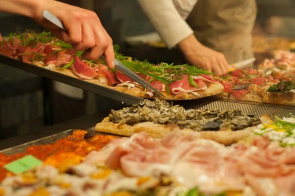 Pizza from a local pizzeria sotto casa (in our case, in Prati!)