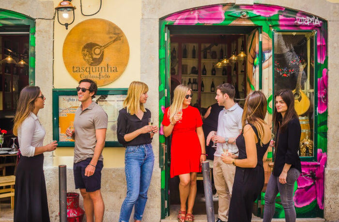 group outside fado house