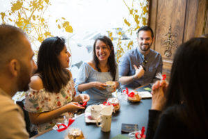 group enjoying coffee