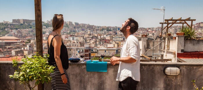 Two people on rooftop in Naples