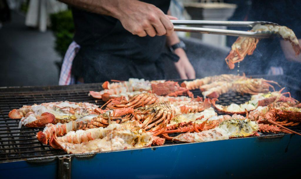 Seafood on a grill