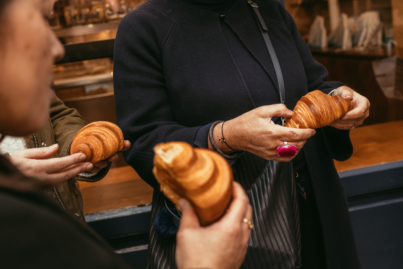 Crispy, golden, freshly baked croissants